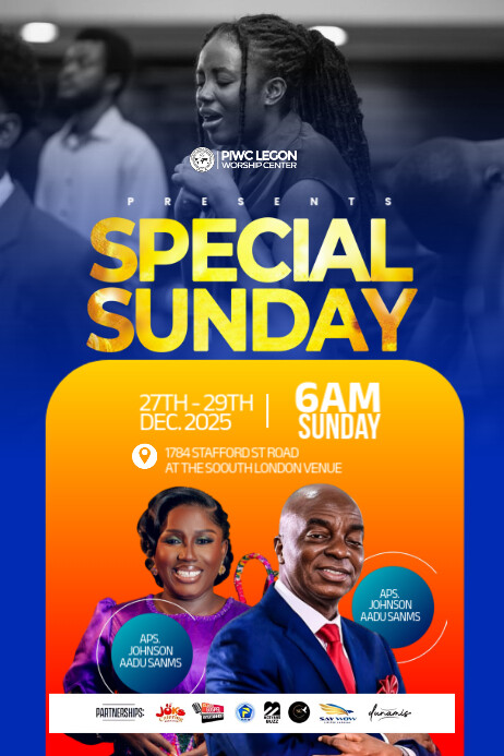 Blue Maximalist Sunday Worship  Poster Iphosta template