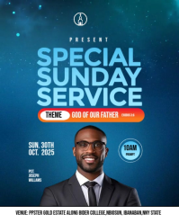 Blue Maximalist Sunday Worship Service Flyer Template  Instagram Portrait