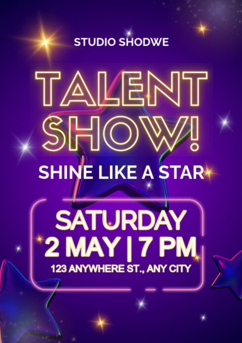 Blue Maximalist Talent Show Music And Comedy Show  A4 template