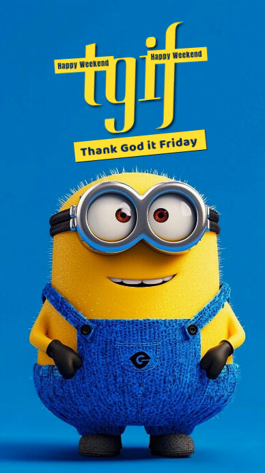 Blue Maximalist Tgif  Whatsapp Status template