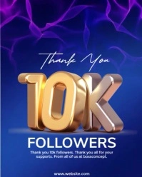 Blue Maximalist Thank You 10k Followers Instagram Portrait template