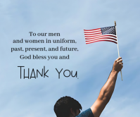 Blue Maximalist Thank You For Your Service  Large Rectangle template