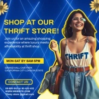 Blue Maximalist Thrift Store Invitation Template Design Instagram Post