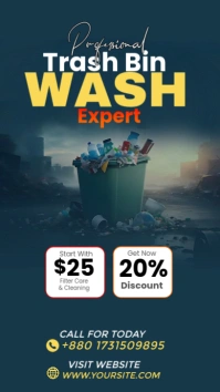 Blue Maximalist Trash Bin Clean Instagram Story template