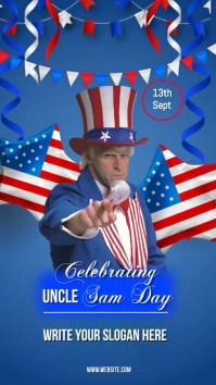 Blue Maximalist Uncle Sam Day  Digital Displa template