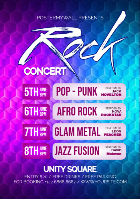 Blue Maximalist Upcoming Events Rock Concert  A4 template
