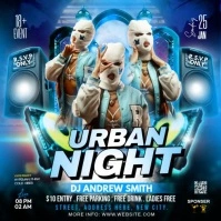 Blue Maximalist Urban Night Party Flyer Instagram Post template