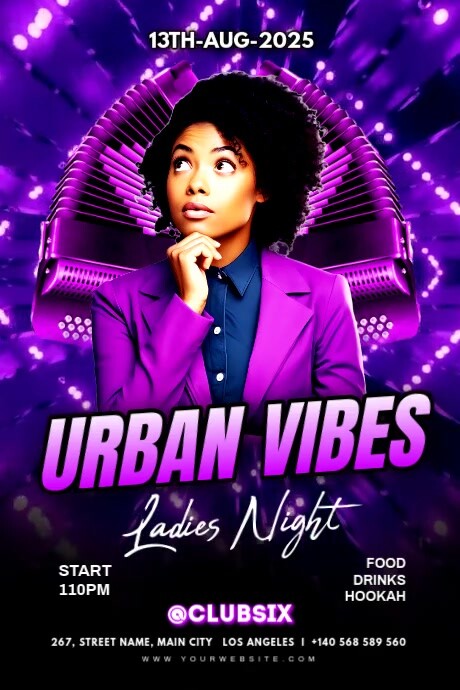 Blue Maximalist Urban Vibes Party Poster 海报 template