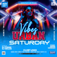 Blue Maximalist Urban Vibes Saturday Party Editable Template Instagram Post Instagram-bericht