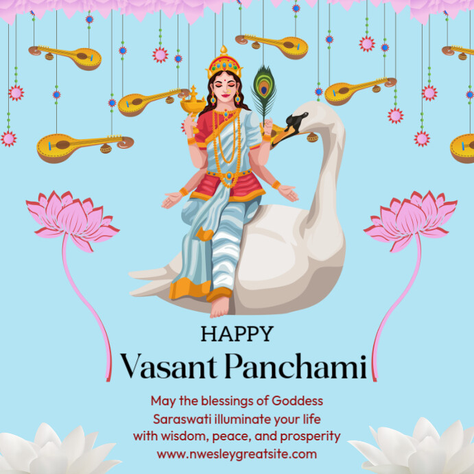 Blue Maximalist Vasant Panchami Square (1:1) template