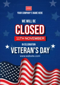 Blue Maximalist Veteran's Day A4 template