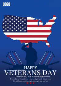 Blue Maximalist Veterans Day  A6 template