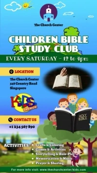 Blue Maximalist Video Children Bible Study Ad Instagram Story template