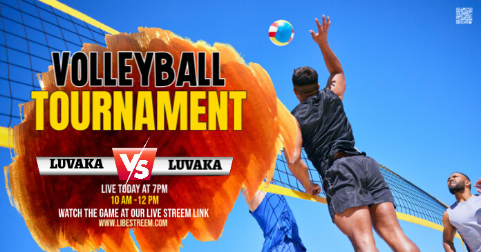 Blue Maximalist Volley Ball Championships Sports  Facebook Shared Image template
