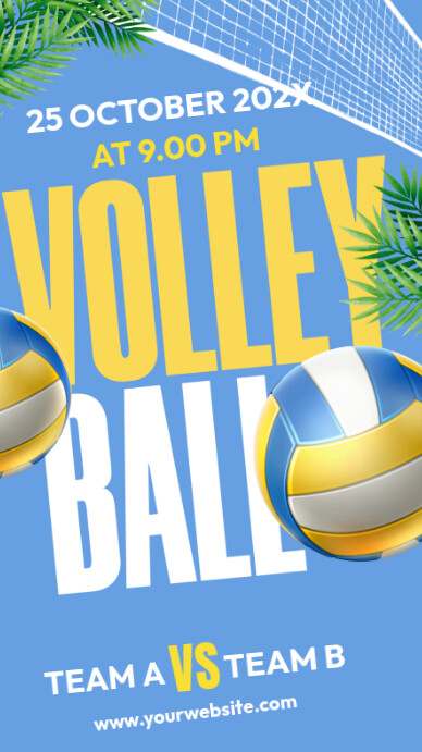 Blue Maximalist Volley Ball Instagram Story template