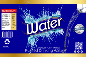 Blue Maximalist Water Bottle  Label template