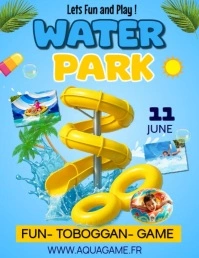Blue Maximalist water Park Poster Рекламная листовка (US Letter) template