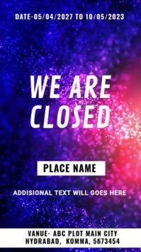 Blue Maximalist We Are Closed Instagram Story template