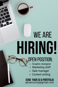 Blue Maximalist We Are Hiring Flyers  Poster template