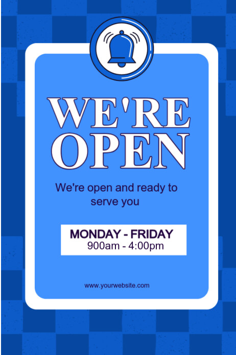 Blue Maximalist We Are Open  Poster template