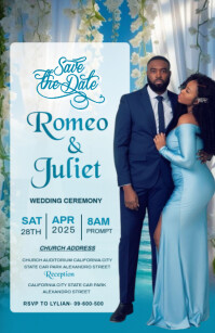 Blue Maximalist Wedding Invitation Templates Design Tabloid Tabloide