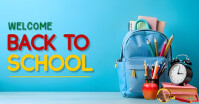 Blue Maximalist Welcome Back To School  Facebook Shared Image template