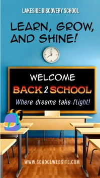 Blue Maximalist Welcome Back To School  Insta Instagram Story template