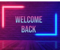Blue Maximalist Welcome  Medium Rectangle Rectángulo Mediano template