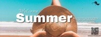 Blue Maximalist  Welcome Summer Hello July Happy New Month Video Facebook Cover Photo template