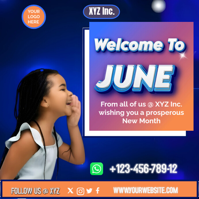Copy of Blue Maximalist Welcome To June Instagram Post | PosterMyWall