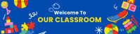 Blue Maximalist Welcome To Our Classroom Google Classroom Banner template