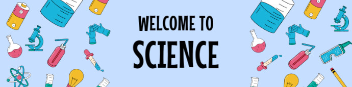 Blue Maximalist Welcome To Science Class Google Classroom Banner template