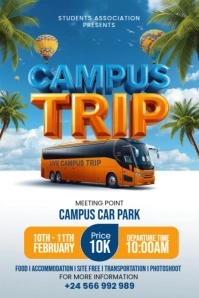 Blue Maximalist White Maximalist Campus Holiday Trip  Poster Poster template