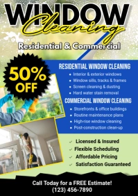 Blue Maximalist Window Cleaning Flyer A4 template