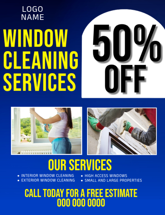 Blue Maximalist Window Cleaning Services Flyer (us Letter) Template ...