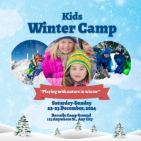 Blue Maximalist Winter Camp Instagram Post template