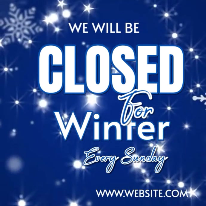 Blue Maximalist Winter Closed Sign Instagram Post Template | PosterMyWall