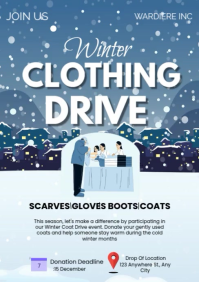 Blue Maximalist Winter Clothing Drive A1 template