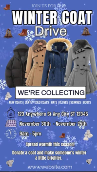 Blue Maximalist Winter Coat Drive Instagram Reel template