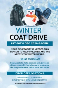 Blue Maximalist Winter Coat Drive Template E Poster