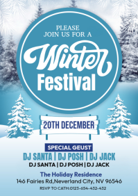 Blue Maximalist Winter Festival A4 template
