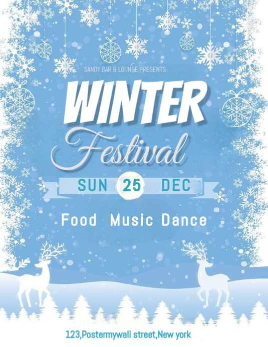 Blue Maximalist Winter Festival Flyer (us Letter) Template | PosterMyWall