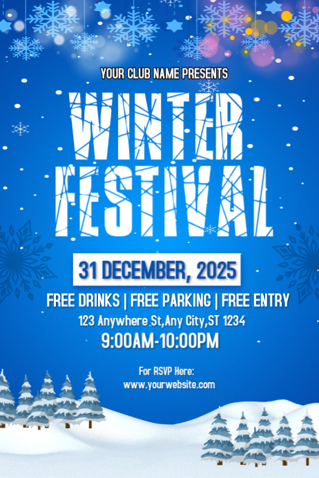 Plantilla de Blue Maximalist Winter Festival Poster | PosterMyWall