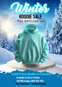 Blue Maximalist Winter Hoodie Sale Flyer  A4 template