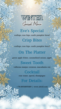 Blue Maximalist Winter Menu Instagram Story template