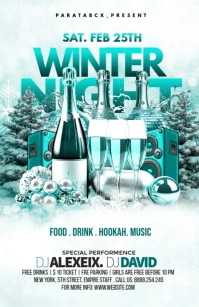 Blue Maximalist Winter Night Party  Half Page Wide Halfbladsy Breed template