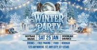 Blue Maximalist Winter Party Facebook Shared Image template