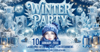 Blue Maximalist Winter Party Facebook Shared Image template
