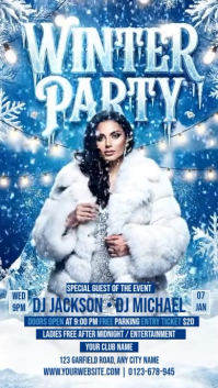 Blue Maximalist Winter Party Instagram Story template
