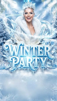 Blue Maximalist Winter Party Instagram Story template